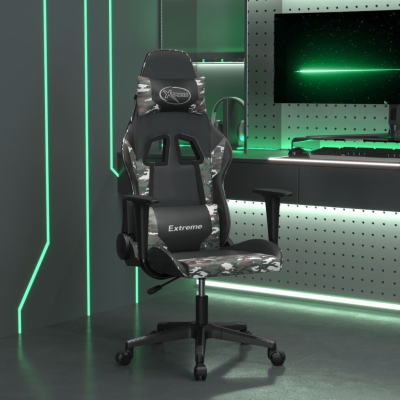 vidaXL Gaming-Stuhl mit Massagefunktion Schwarz Tarnfarben Kunstleder vidaXL Gaming-Stuhl mit Massagefunktion Schwarz Tarnfarben Kunstleder