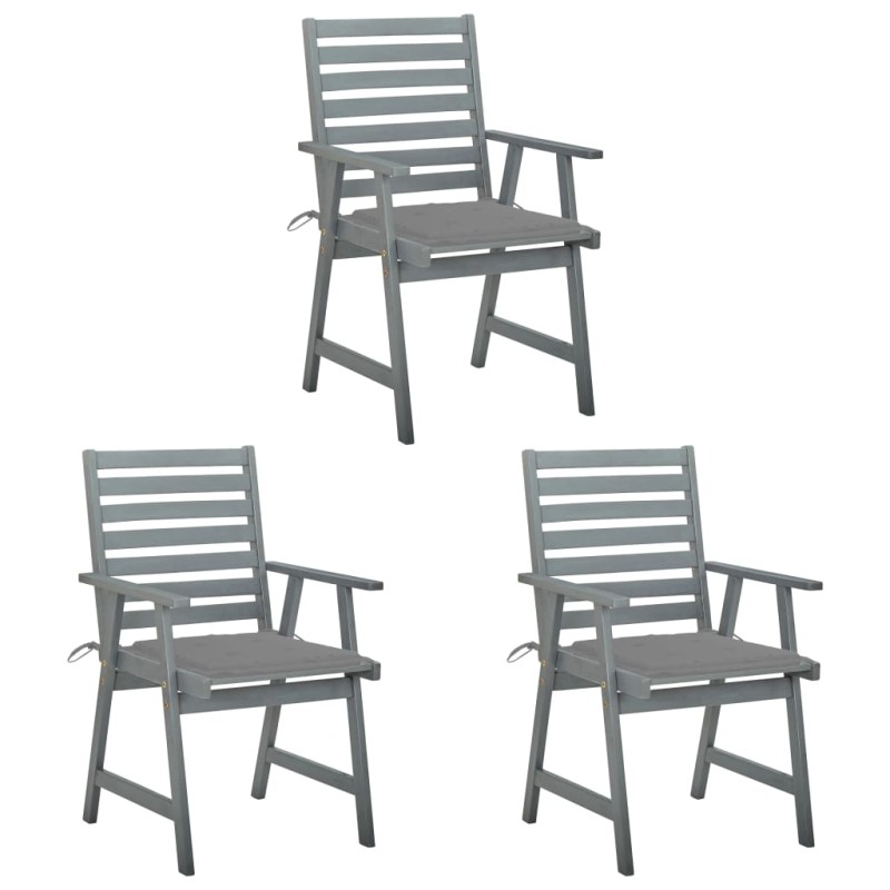 vidaXL Garten-Essstühle mit Kissen 3 Stk. Massivholz Akazie vidaXL Garten-Essstühle mit Kissen 3 Stk. Massivholz Akazie
