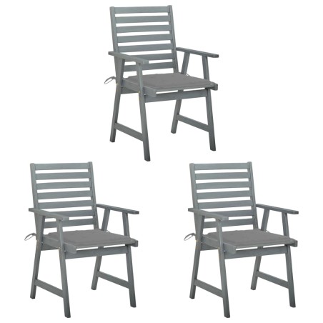 vidaXL Garten-Essstühle mit Kissen 3 Stk. Massivholz Akazie 