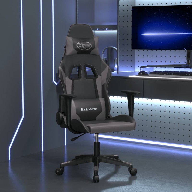 vidaXL Gaming-Stuhl mit Massagefunktion Schwarz und Grau Kunstleder vidaXL Gaming-Stuhl mit Massagefunktion Schwarz und Grau Kunstleder