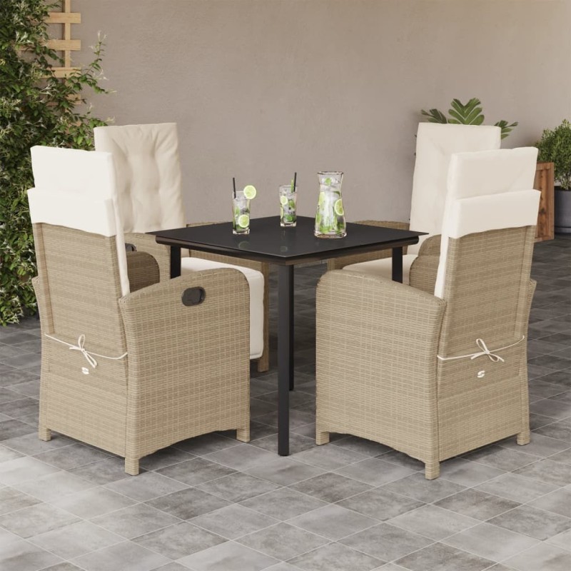 vidaXL 5-tlg. Garten-Essgruppe mit Kissen Beige Poly Rattan vidaXL 5-tlg. Garten-Essgruppe mit Kissen Beige Poly Rattan