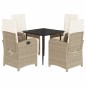 vidaXL 5-tlg. Garten-Essgruppe mit Kissen Beige Poly Rattan vidaXL 5-tlg. Garten-Essgruppe mit Kissen Beige Poly Rattan