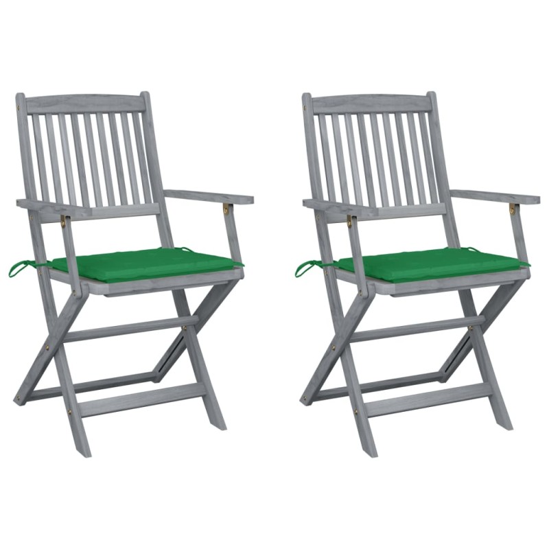 Klappbare Gartenstühle 2 Stk. mit Sitzkissen Massivholz Akazie Klappbare Gartenstühle 2 Stk. mit Sitzkissen Massivholz Akazie