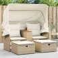 vidaXL Gartensofa 2-Sitzer mit Dach und Hockern Beige Poly Rattan vidaXL Gartensofa 2-Sitzer mit Dach und Hockern Beige Poly Rattan