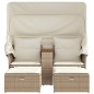 vidaXL Gartensofa 2-Sitzer mit Dach und Hockern Beige Poly Rattan vidaXL Gartensofa 2-Sitzer mit Dach und Hockern Beige Poly Rattan