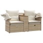 vidaXL Gartensofa 2-Sitzer mit Dach und Hockern Beige Poly Rattan vidaXL Gartensofa 2-Sitzer mit Dach und Hockern Beige Poly Rattan