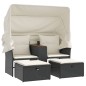 vidaXL Gartensofa 2-Sitzer mit Dach und Hockern Schwarz Poly Rattan vidaXL Gartensofa 2-Sitzer mit Dach und Hockern Schwarz Poly Rattan