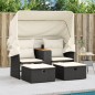 vidaXL Gartensofa 2-Sitzer mit Dach und Hockern Schwarz Poly Rattan vidaXL Gartensofa 2-Sitzer mit Dach und Hockern Schwarz Poly Rattan