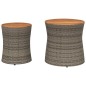 vidaXL Garten-Beistelltische 2 Stk. mit Holzplatte Grau Poly Rattan vidaXL Garten-Beistelltische 2 Stk. mit Holzplatte Grau Poly Rattan