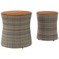 vidaXL Garten-Beistelltische 2 Stk. mit Holzplatte Grau Poly Rattan vidaXL Garten-Beistelltische 2 Stk. mit Holzplatte Grau Poly Rattan