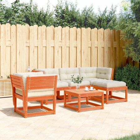 vidaXL 5tlg. Garten-Lounge-Set mit Kissen Wachsbraun Massivholz Kiefer