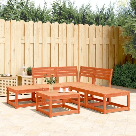 vidaXL 5-tlg. Garten-Sofagarnitur Wachsbraun Massivholz Kiefer