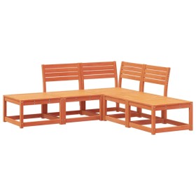 vidaXL 5-tlg. Garten-Sofagarnitur Wachsbraun Massivholz Kiefer