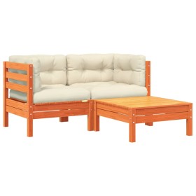 vidaXL Gartensofa mit Kissen und Hocker 2-Sitzer