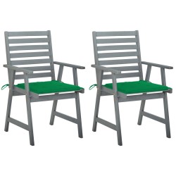 Garten-Essstühle mit Kissen 2 Stk. Massivholz Akazie