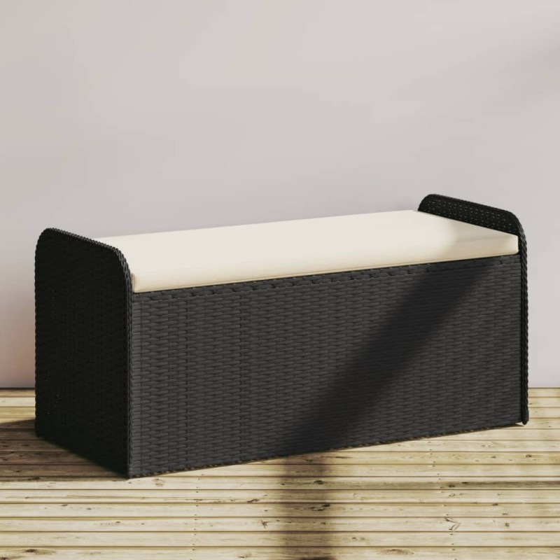 vidaXL Sitzbank mit Stauraum & Kissen Schwarz 115x51x52 cm Poly Rattan vidaXL Sitzbank mit Stauraum & Kissen Schwarz 115x51x52 cm Poly Rattan
