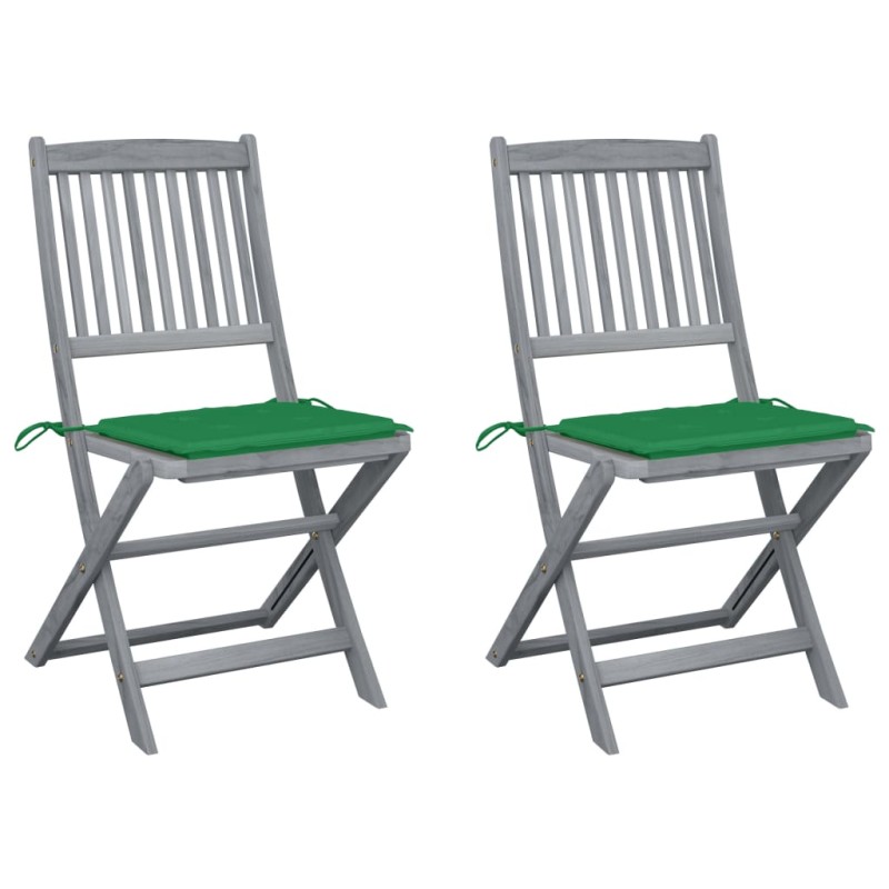 Klappbare Gartenstühle 2 Stk. mit Kissen Massivholz Akazie Klappbare Gartenstühle 2 Stk. mit Kissen Massivholz Akazie