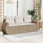 vidaXL 3-tlg. Garten-Sofagarnitur mit Kissen Beige Poly Rattan vidaXL 3-tlg. Garten-Sofagarnitur mit Kissen Beige Poly Rattan