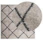 vidaXL Teppich Shaggy Hochflor Modern Beige und Anthrazit 160x160 cm vidaXL Teppich Shaggy Hochflor Modern Beige und Anthrazit 160x160 cm