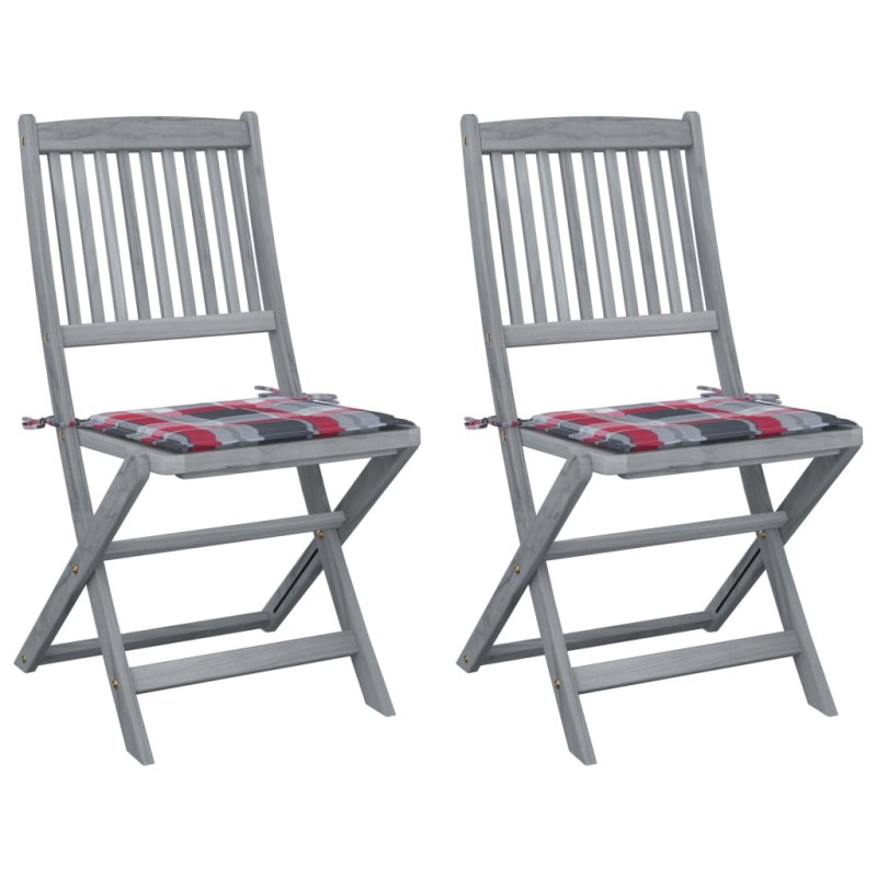 Klappbare Gartenstühle 2 Stk. mit Kissen Massivholz Akazie Klappbare Gartenstühle 2 Stk. mit Kissen Massivholz Akazie