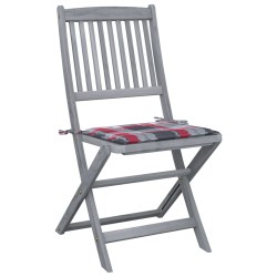 Klappbare Gartenstühle 2 Stk. mit Kissen Massivholz Akazie