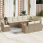 vidaXL 11-tlg. Garten-Sofagarnitur mit Kissen Beige Poly Rattan vidaXL 11-tlg. Garten-Sofagarnitur mit Kissen Beige Poly Rattan