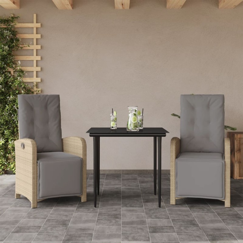 vidaXL 3-tlg. Bistro-Set mit Kissen Beige Poly Rattan vidaXL 3-tlg. Bistro-Set mit Kissen Beige Poly Rattan