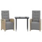 vidaXL 3-tlg. Bistro-Set mit Kissen Beige Poly Rattan vidaXL 3-tlg. Bistro-Set mit Kissen Beige Poly Rattan
