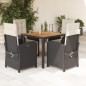 vidaXL 5-tlg. Garten-Essgruppe mit Kissen Schwarz Poly Rattan vidaXL 5-tlg. Garten-Essgruppe mit Kissen Schwarz Poly Rattan