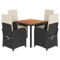 vidaXL 5-tlg. Garten-Essgruppe mit Kissen Schwarz Poly Rattan vidaXL 5-tlg. Garten-Essgruppe mit Kissen Schwarz Poly Rattan