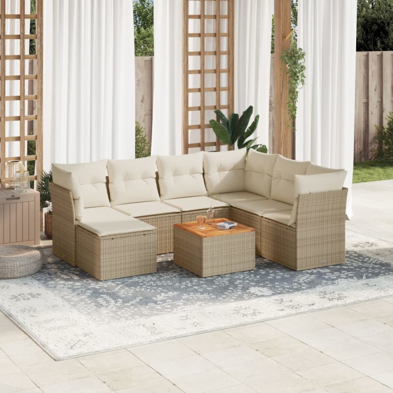 vidaXL 8-tlg. Garten-Sofagarnitur mit Kissen Beige Poly Rattan vidaXL 8-tlg. Garten-Sofagarnitur mit Kissen Beige Poly Rattan