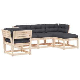 vidaXL 5-tlg. Garten-Lounge-Set mit Kissen Massivholz Kiefer