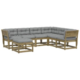 vidaXL 7-tlg. Garten-Lounge-Set mit Kissen Imprägniertes Kiefernholz