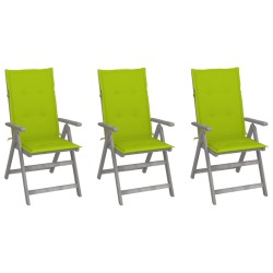 vidaXL Verstellbare Gartenstühle 3 Stk. mit Auflagen Massivholz Akazie