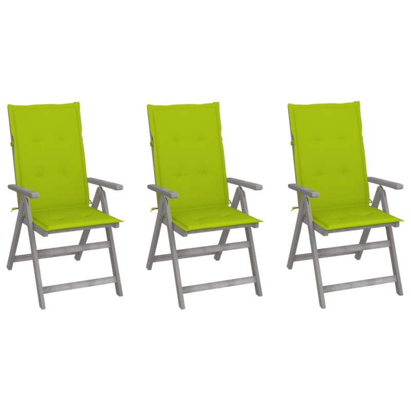 vidaXL Verstellbare Gartenstühle 3 Stk. mit Auflagen Massivholz Akazie vidaXL Verstellbare Gartenstühle 3 Stk. mit Auflagen Massivholz Akazie