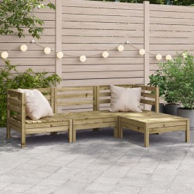 vidaXL Gartensofa 3-Sitzer mit Hocker Kiefernholz Imprägniert