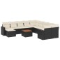 vidaXL 14-tlg. Garten-Sofagarnitur mit Kissen Schwarz Poly Rattan