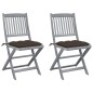vidaXL Klappbare Gartenstühle 2 Stk. mit Kissen Massivholz Akazie vidaXL Klappbare Gartenstühle 2 Stk. mit Kissen Massivholz Akazie