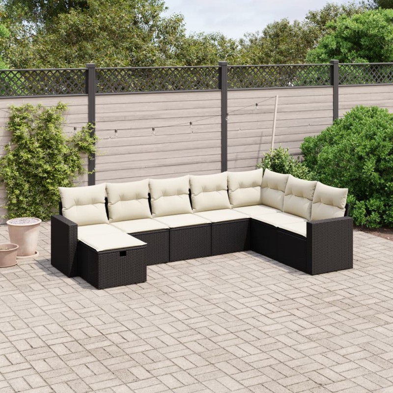 vidaXL 8-tlg. Garten-Sofagarnitur mit Kissen Schwarz Poly Rattan vidaXL 8-tlg. Garten-Sofagarnitur mit Kissen Schwarz Poly Rattan