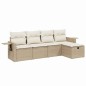 vidaXL 5-tlg. Garten-Sofagarnitur mit Kissen Beige Poly Rattan vidaXL 5-tlg. Garten-Sofagarnitur mit Kissen Beige Poly Rattan