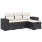 vidaXL 4-tlg. Garten-Sofagarnitur mit Kissen Schwarz Poly Rattan vidaXL 4-tlg. Garten-Sofagarnitur mit Kissen Schwarz Poly Rattan