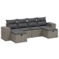 vidaXL 6-tlg. Garten-Sofagarnitur mit Kissen Grau Poly Rattan vidaXL 6-tlg. Garten-Sofagarnitur mit Kissen Grau Poly Rattan