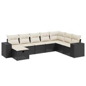 vidaXL 8-tlg. Garten-Sofagarnitur mit Kissen Schwarz Poly Rattan