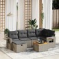 vidaXL 7-tlg. Garten-Sofagarnitur mit Kissen Grau Poly Rattan vidaXL 7-tlg. Garten-Sofagarnitur mit Kissen Grau Poly Rattan