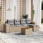 vidaXL 6-tlg. Garten-Sofagarnitur mit Kissen Beige Poly Rattan vidaXL 6-tlg. Garten-Sofagarnitur mit Kissen Beige Poly Rattan