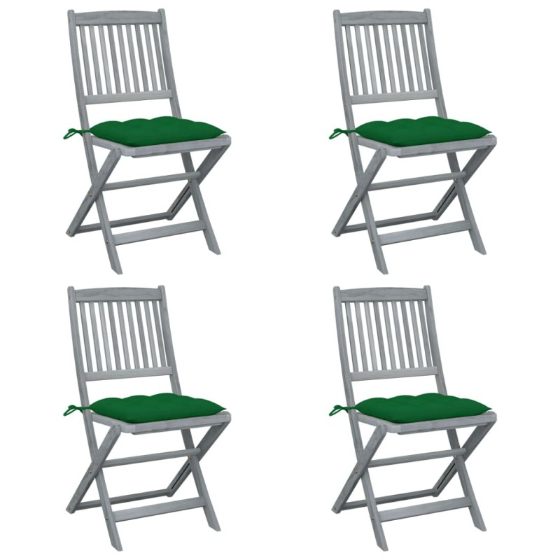 Klappbare Gartenstühle 4 Stk. mit Kissen Massivholz Akazie Klappbare Gartenstühle 4 Stk. mit Kissen Massivholz Akazie