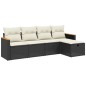 vidaXL 5-tlg. Garten-Sofagarnitur mit Kissen Schwarz Poly Rattan vidaXL 5-tlg. Garten-Sofagarnitur mit Kissen Schwarz Poly Rattan