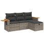 vidaXL 4-tlg. Garten-Sofagarnitur mit Kissen Grau Poly Rattan vidaXL 4-tlg. Garten-Sofagarnitur mit Kissen Grau Poly Rattan
