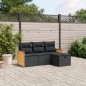 vidaXL 4-tlg. Garten-Sofagarnitur mit Kissen Schwarz Poly Rattan vidaXL 4-tlg. Garten-Sofagarnitur mit Kissen Schwarz Poly Rattan