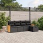 vidaXL 5-tlg. Garten-Sofagarnitur mit Kissen Schwarz Poly Rattan vidaXL 5-tlg. Garten-Sofagarnitur mit Kissen Schwarz Poly Rattan